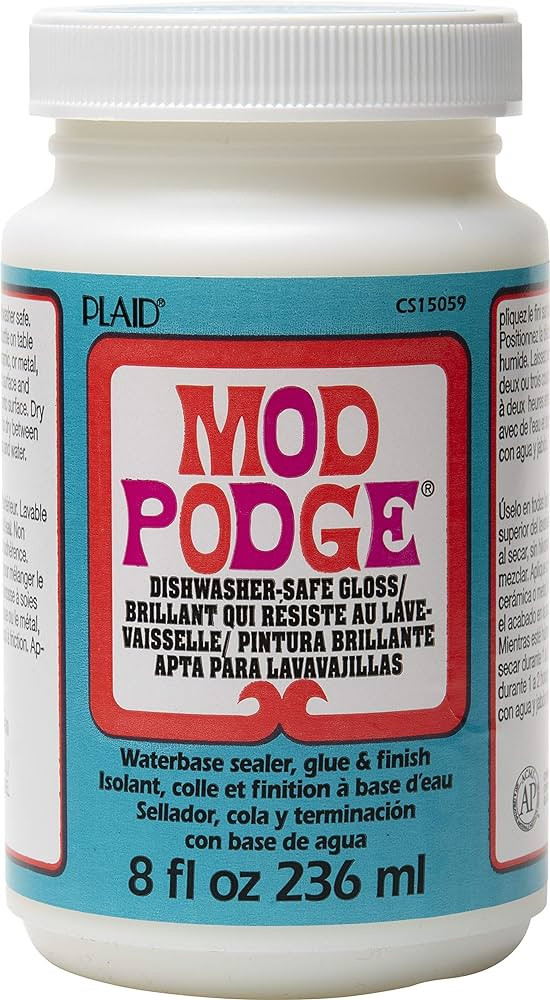 Mod Podge Dishwasher Safe Waterbased Sealer, Glue and Finish (8-Ounce), CS15059 Gloss, 8 Ounce | Amazon (US)