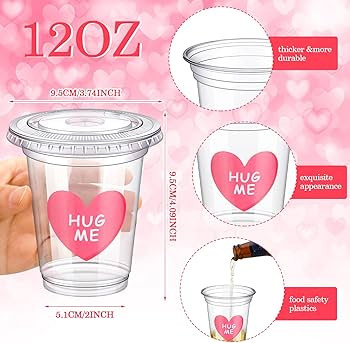 20 Sets Pink Valentine's Day Cups Include Plastic Lid Straws Supplies Decorations Favor Heart Sha... | Amazon (US)