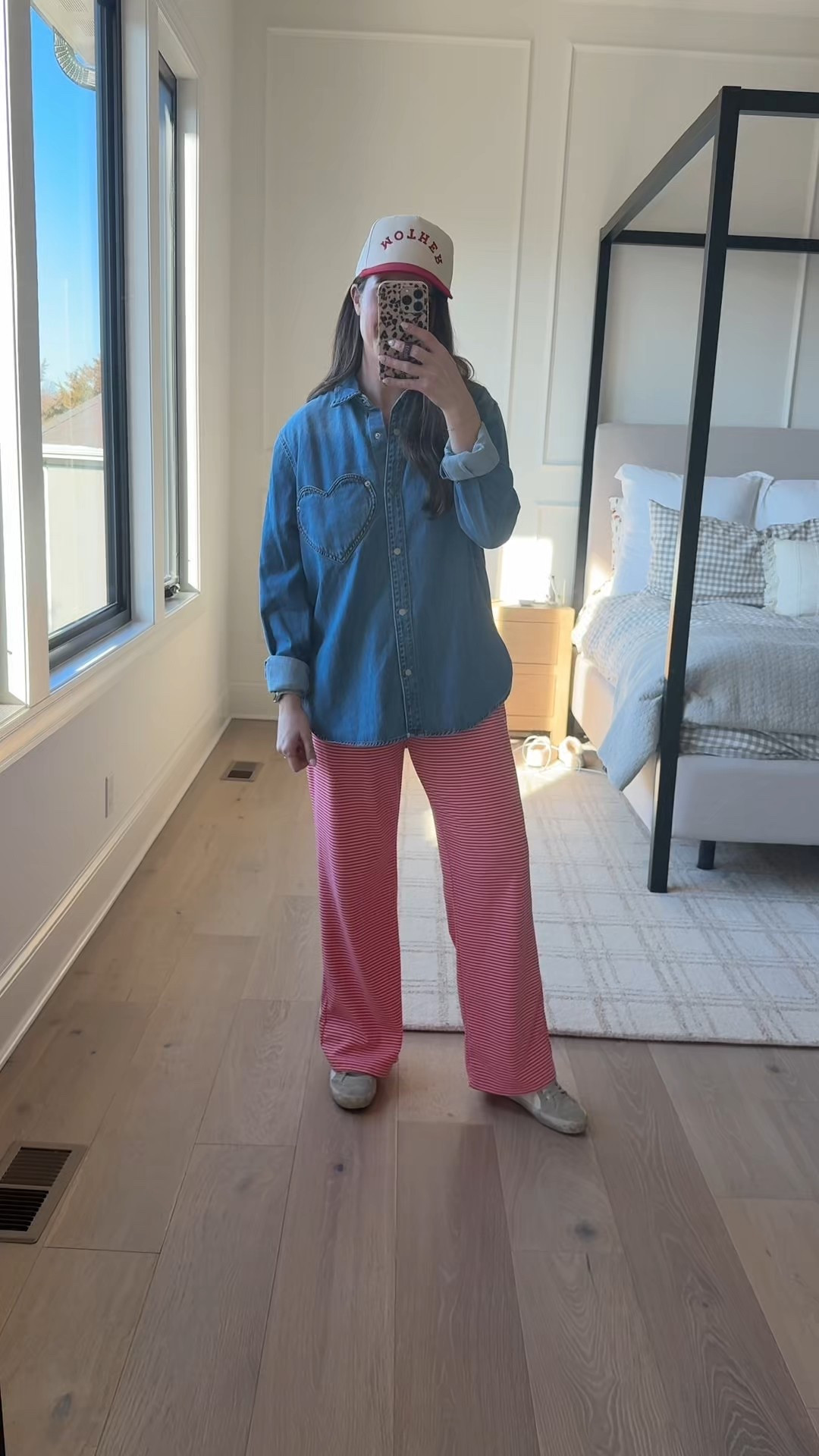 love this relaxed fit denim button up with a heart pocket for Valentine’s Day! Such a great fit. I am in a medium here 🫶🏻

#LTKootd #LTKmomlife #LTKValentine