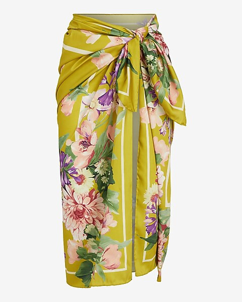 Yellow Floral Print Sarong | Express