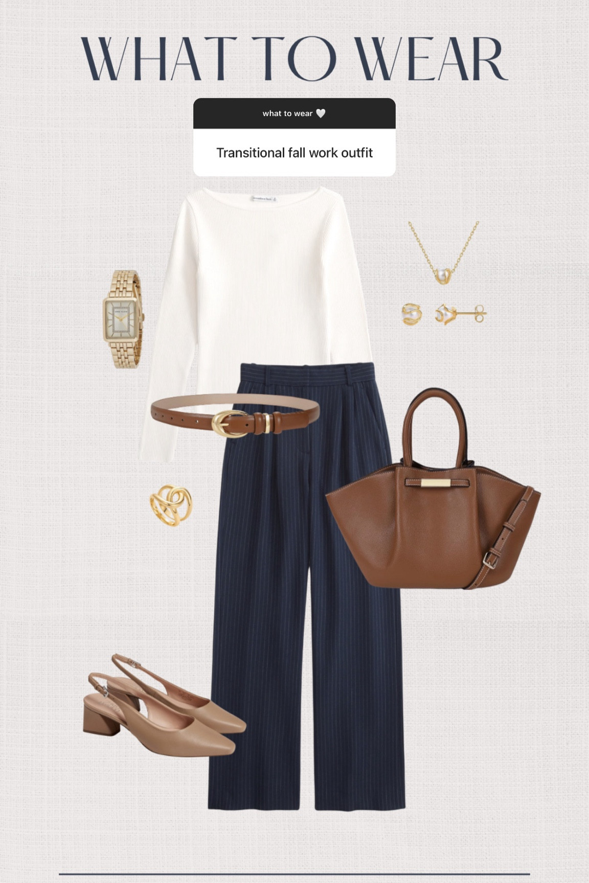 Fall transition outfit for the office 🤍 

Trousers, chestnut brown bag, leather tote bag, office outfit, business casual 

#LTKStyleTip #LTKFallSale #LTKSeasonal