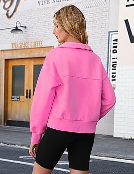 Oversized Sweatshirt for Women Loose Fit Quarter Zip Pullover Womens Cropped Sweatshirt Trendy Fl... | Amazon (US)