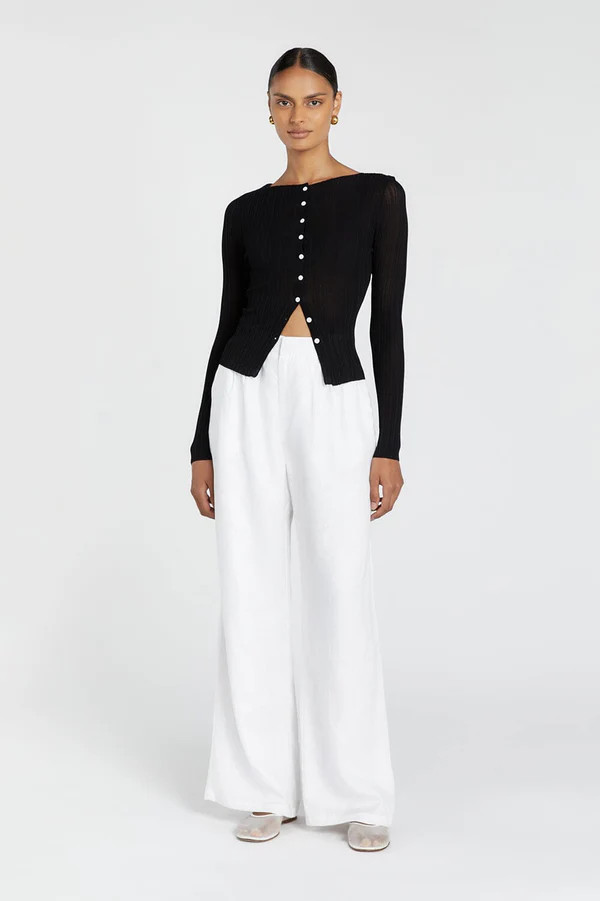 GEMMA BLACK LONG SLEEVE KNIT TOP | DISSH