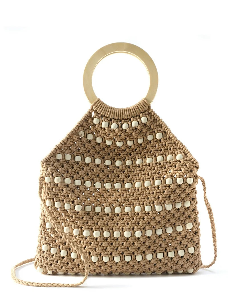 Violet Ray Women's Handbag Beaded Crotchet Natural | Walmart (US)