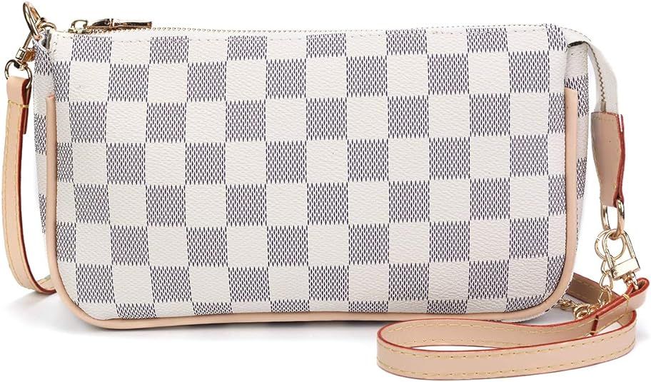 Checkered Crossbody Bag for Women Luxury Shoulder Bags Handbags with Strap and Chain | Amazon (US)