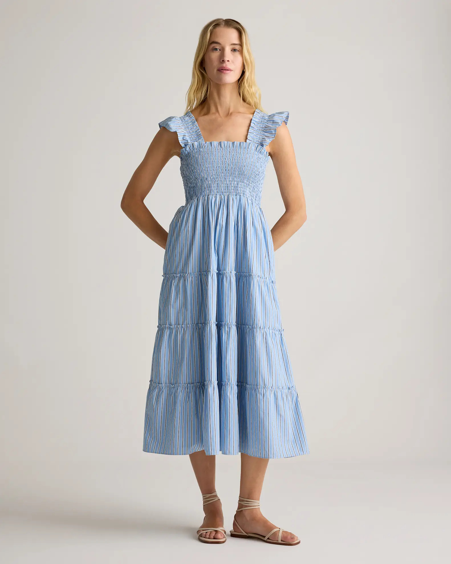 100% Organic Cotton Smocked Midi Dress | Quince