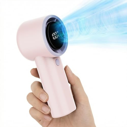Portable Fan Rechargeable with 20H Battery Life, Mini Portable Handheld Fans with 5 Speeds & LED Display, 6.5m/s Strong Airflow USB Charging, Small Portable Fan for Travel,Concerts,Beach,Hiking(Pink) | Amazon (US)