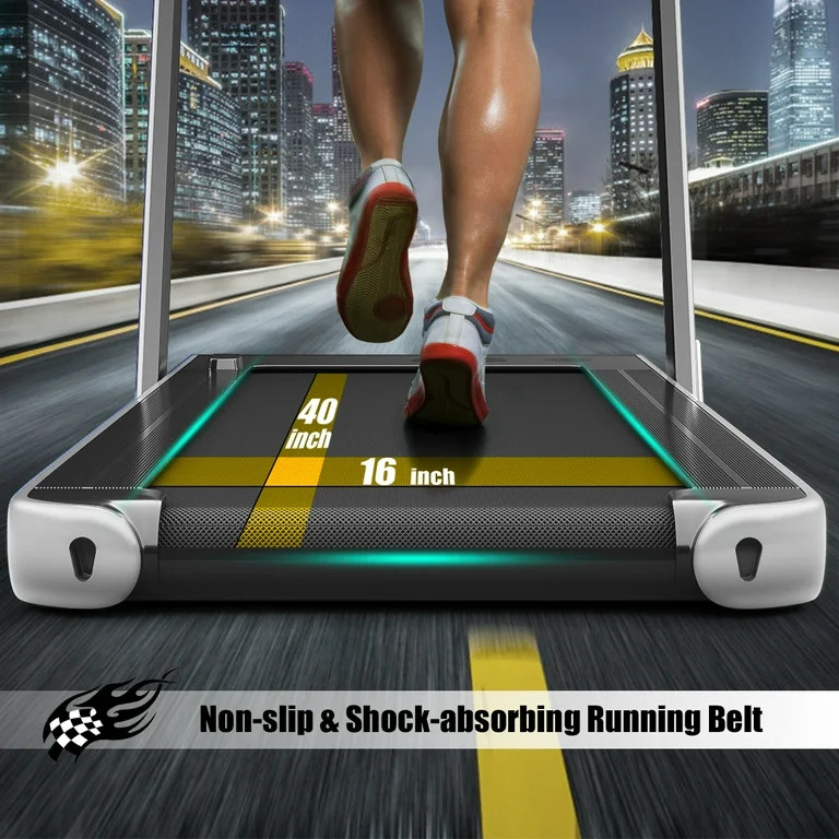 SuperFit 2.25HP 2 in 1 Dual Display Folding Treadmill Jogging Machine W/APP Control Silver | Walmart (US)