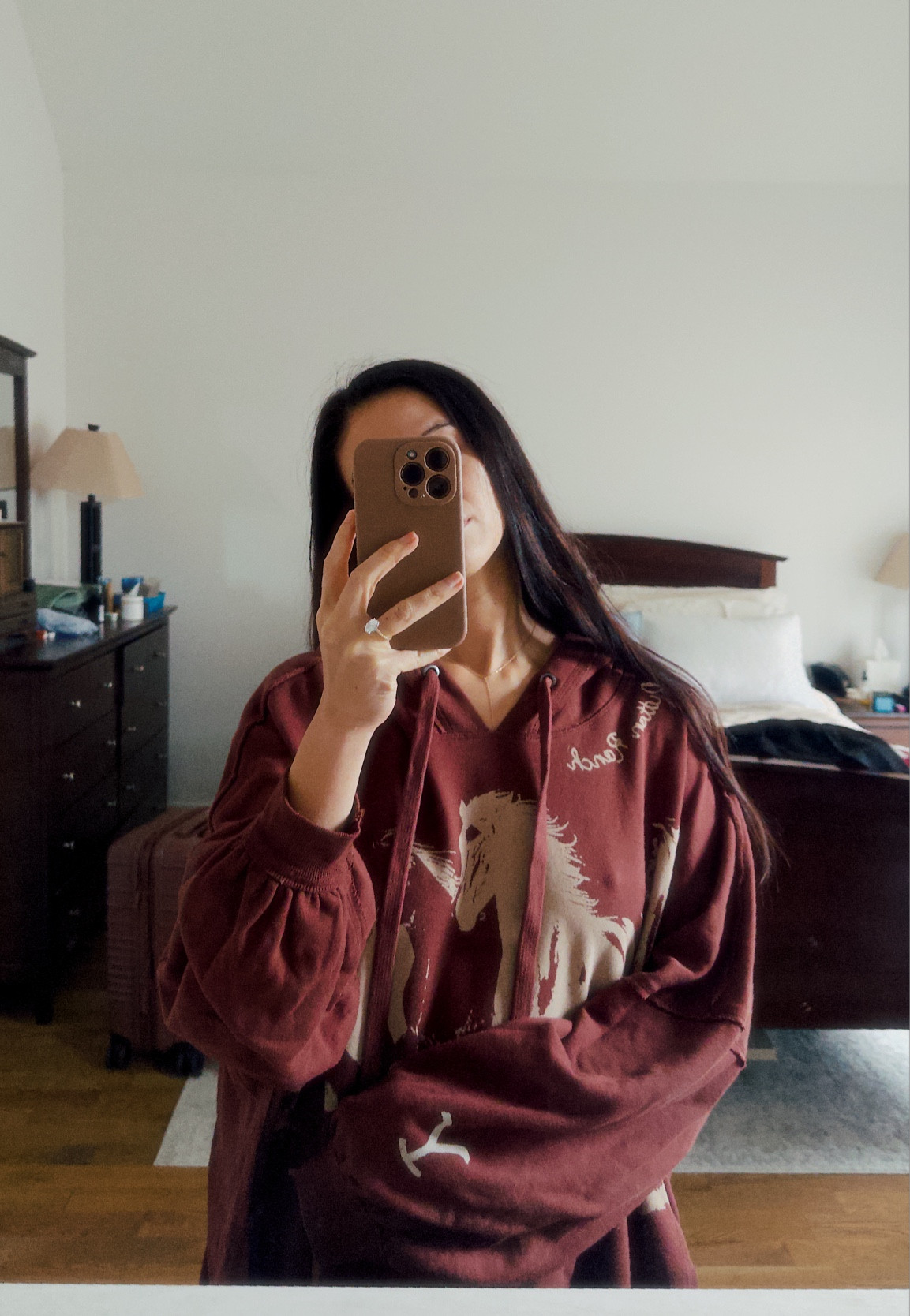 Yellowstone oversized hoodie - has “Dutton Ranch” in subtle lettering across the shoulder. Wearing size S, and the color is a burgundy red-brown🐴 ♥️

#LTKSeasonal