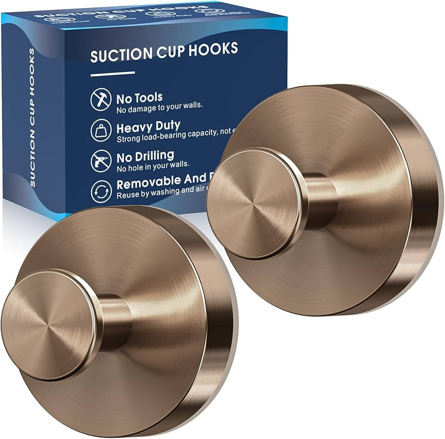 Suction Cup Hooks for Shower,2Pcs Shower Towel Suction Hooks,No Drill Towel Hooks for Bathroom Wa... | Amazon (US)