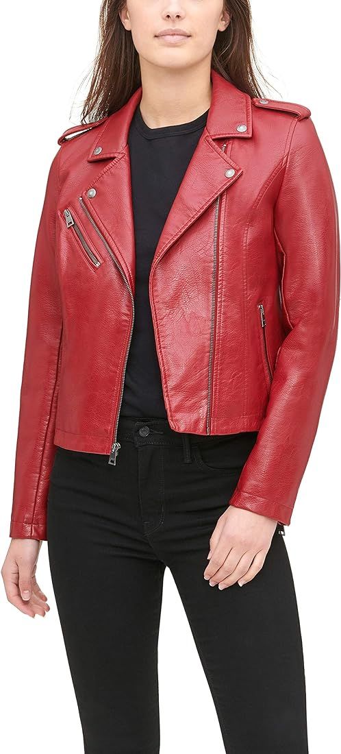 womens Faux Leather Classic Asymmetrical Motorcycle Jacket (Standard & Plus Sizes) | Amazon (CA)