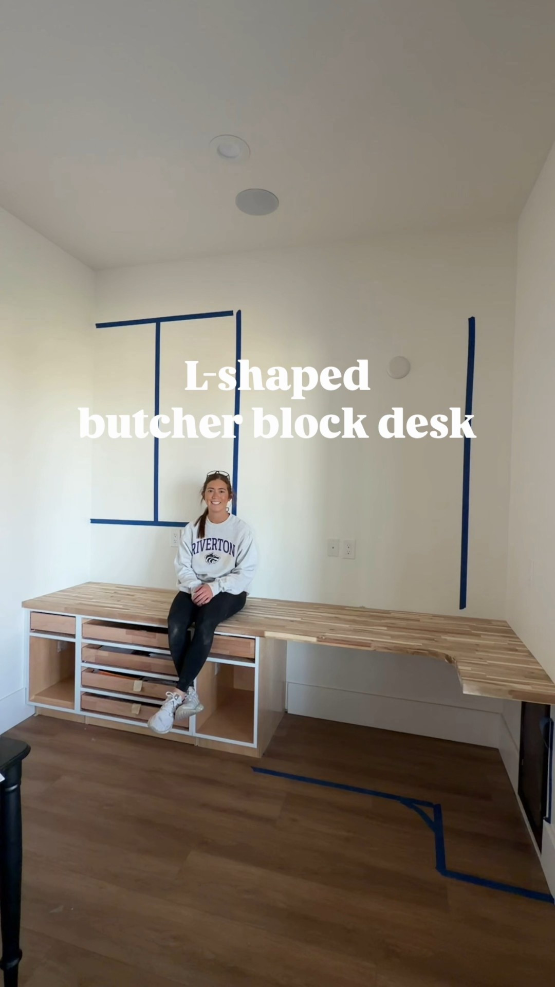 Part 2 of the office build: an L shaped desk from stock butcher block 