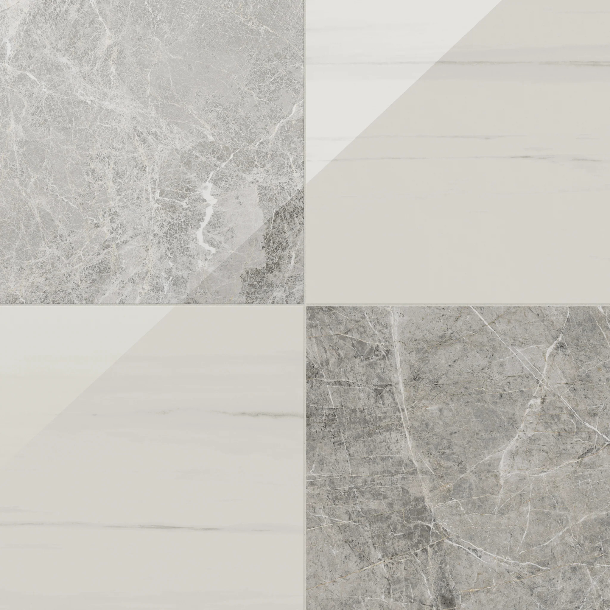 Chantel 24x24 Checkerboard Polished Porcelain Tile in Dolomite and Imperial | Edward Martin