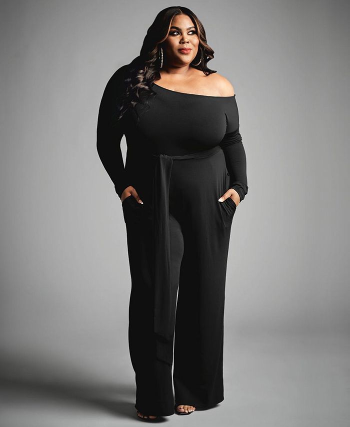 Trendy Plus Size Off-the-Shoulder Jumpsuit, Created for Macy's | Macys (US)