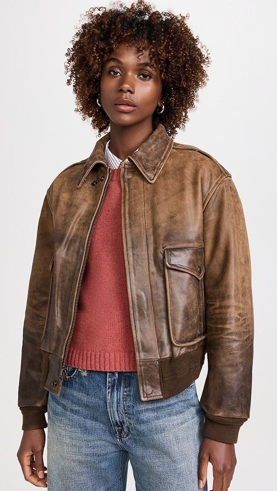 Polo Ralph Lauren Crackled Cowskin Bomber Jacket | Shopbop | Shopbop