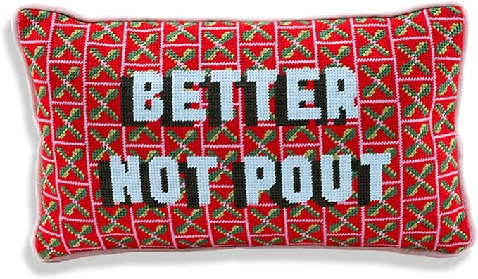 FURBISH Needlepoint Decorative Throw Pillow - Better Not Pout - 9"x15" - Small Embroidered Design... | Amazon (US)