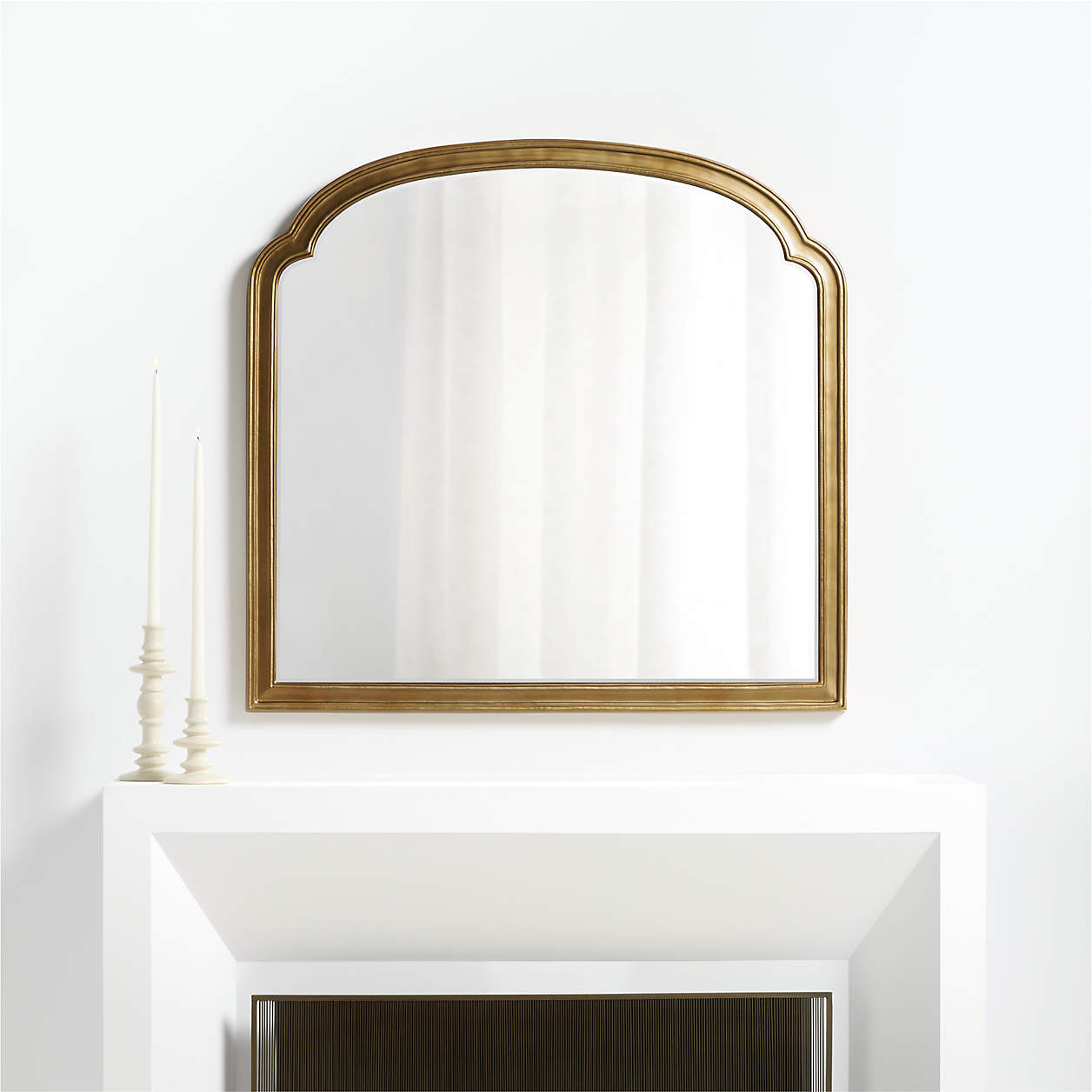 Brookhaven Brass Metal Mantel Mirror 39.75"x41.75" + Reviews | Crate & Barrel | Crate & Barrel