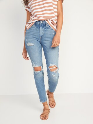 High-Waisted O.G. Straight Light-Wash Ripped Jeans for Women | Old Navy (US)
