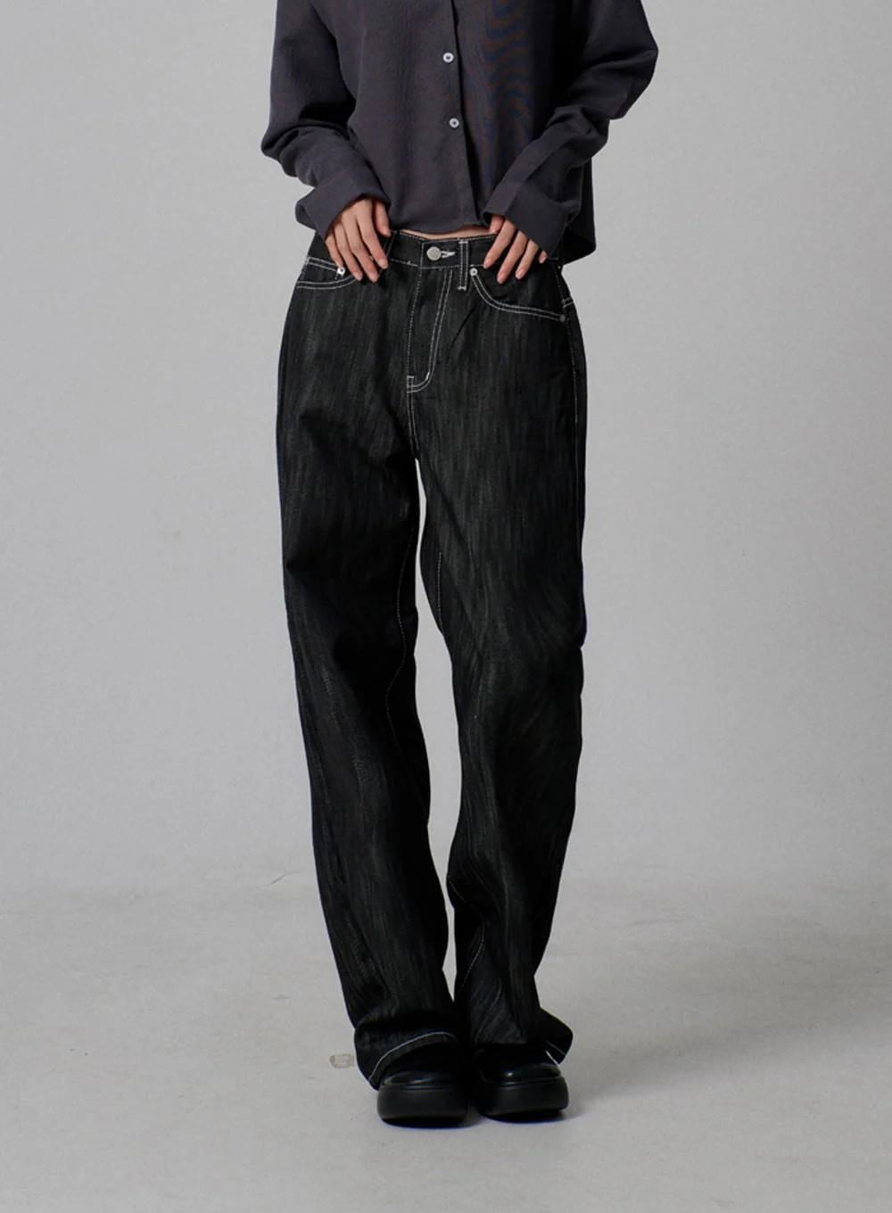 Dark Wash Baggy Jeans IJ313 | Lewkin