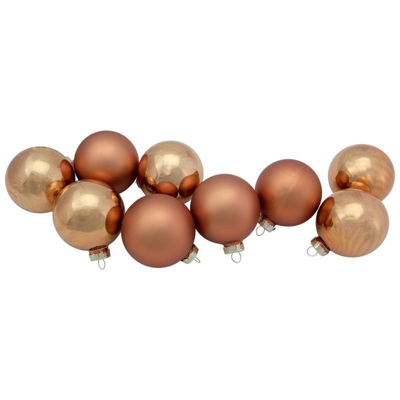 Northlight 9pc Shiny and Matte Glass Ball Christmas Ornament Set 2.5" - Copper | Target