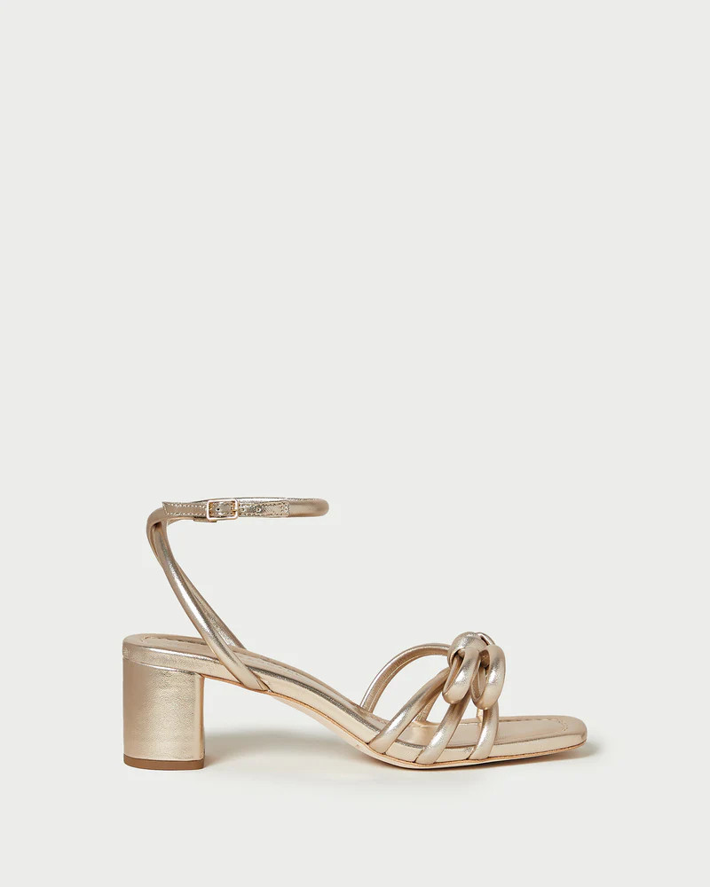 Mikel Champagne Bow Mid-Heel Sandal | Loeffler Randall