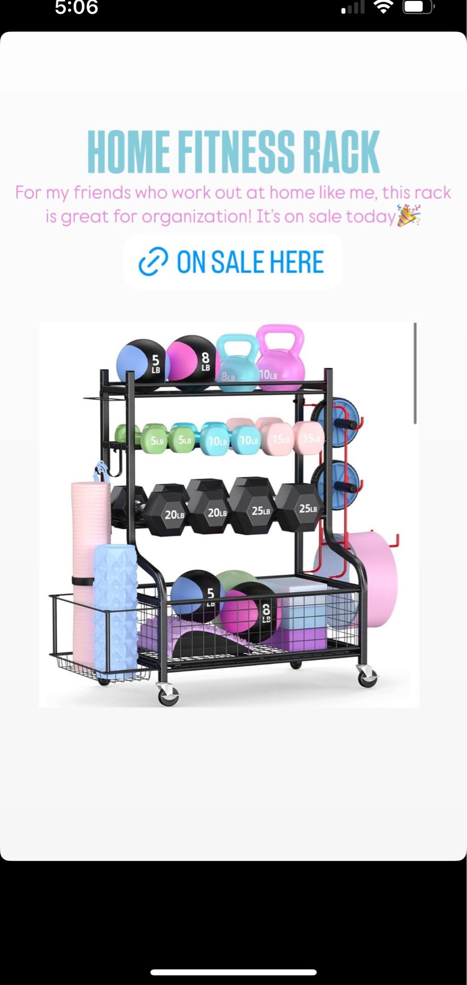Love this home gym storage system. On sale today!

Amazon
Sale alert
Workout equipment organization

#LTKSaleAlert #LTKHome #LTKFitness
