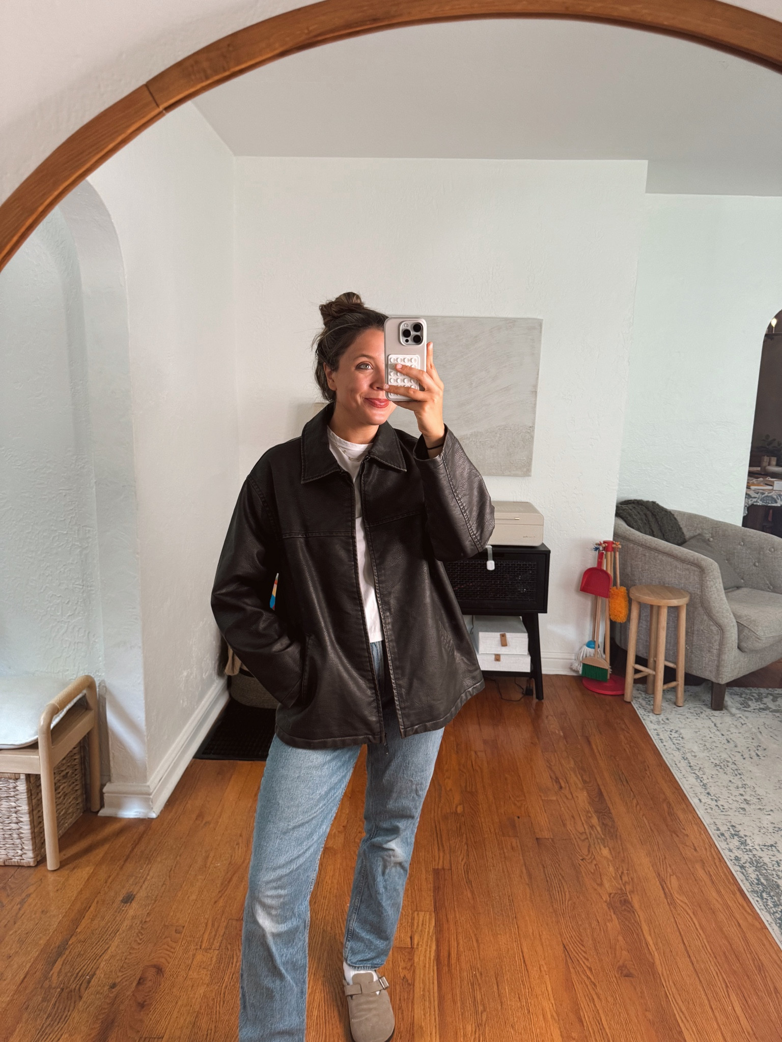 Wearing a M in this faux leather jacket! Under $100! 

#LTKxNSale #LTKSummerSales #LTKSeasonal