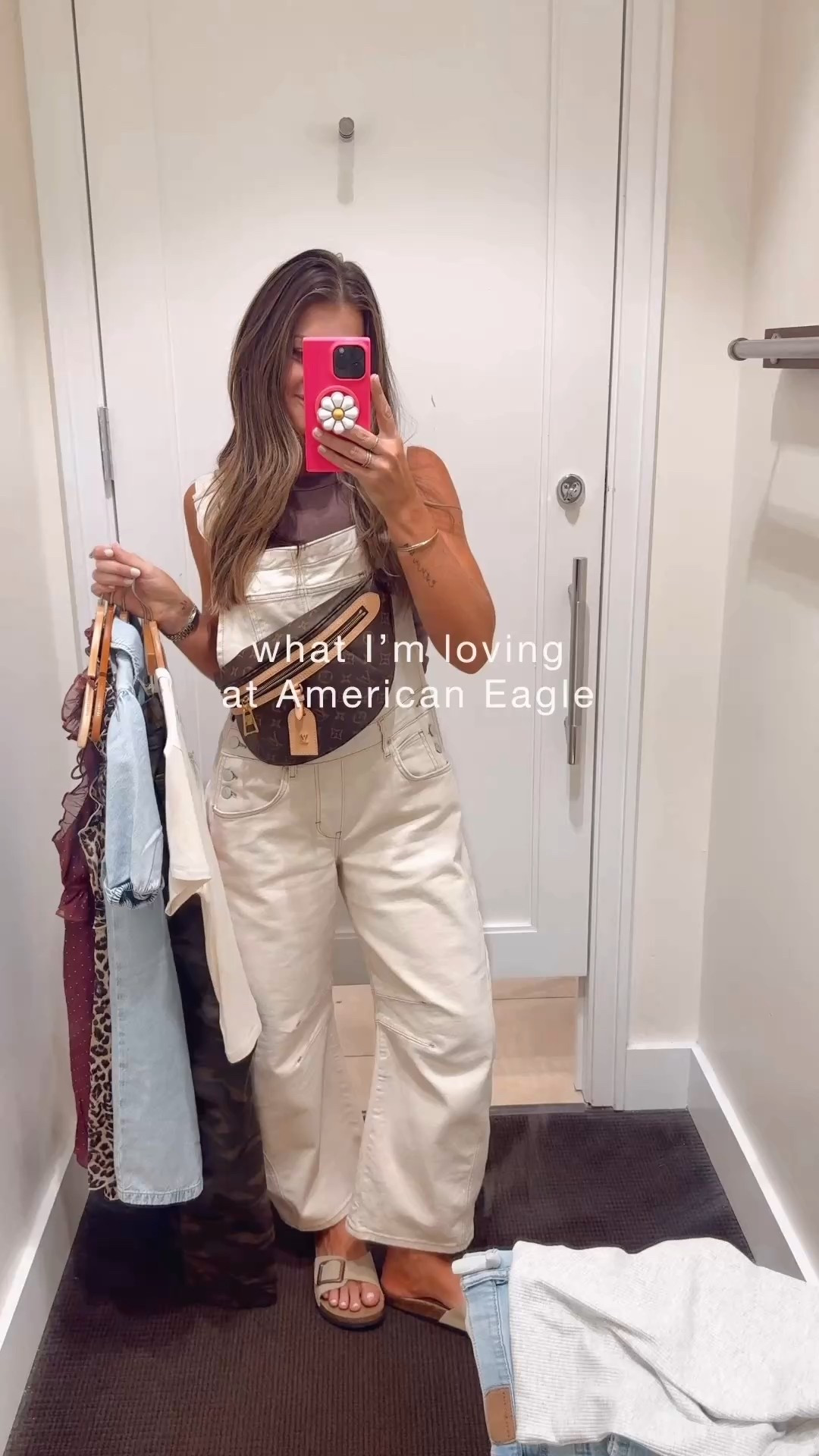 Perfect looks to take you into fall 🍁♥️ details/sizing help: I’m right around 5’4, size 2 or Smalls. I ALWAYS go down to a 0 in AE.. their sizing runs big. The first pair of denim— I actually sized down to a 000/23 SHORT. My store usually doesn’t carry short length but they had a pair! I would prefer a 00/24 for a more relaxed fit though, fyi. I recommend ordering down at least 1-2 sizes. I did an XS in the sweatshirt (SO SOFT!), and XS in the sweats (would prefer XXS, though!). Smalls in the tank and tee. I did a 00/24 regular in the stovepipe pants. Those are FAB! I love the cuff this year. I wore last year’s version of these nonstop last fall, winter and spring! XS denim dress (how precious is this???). Would be sooo adorable with cowgirl boots for fall! And even flats and a cardigan, too. The leopard dress made me feel like a Flintsone. 😂 BUT I think if styled right with a long, chunky cardigan and tall boots it would be perfect for fall! I did, however, loooove it in the maroon polka dot print. That one came home with me and I can’t wait to wear it for our next date night! #falltransition #americaneagle #outfitideas4you #datenight #everydaystyle 