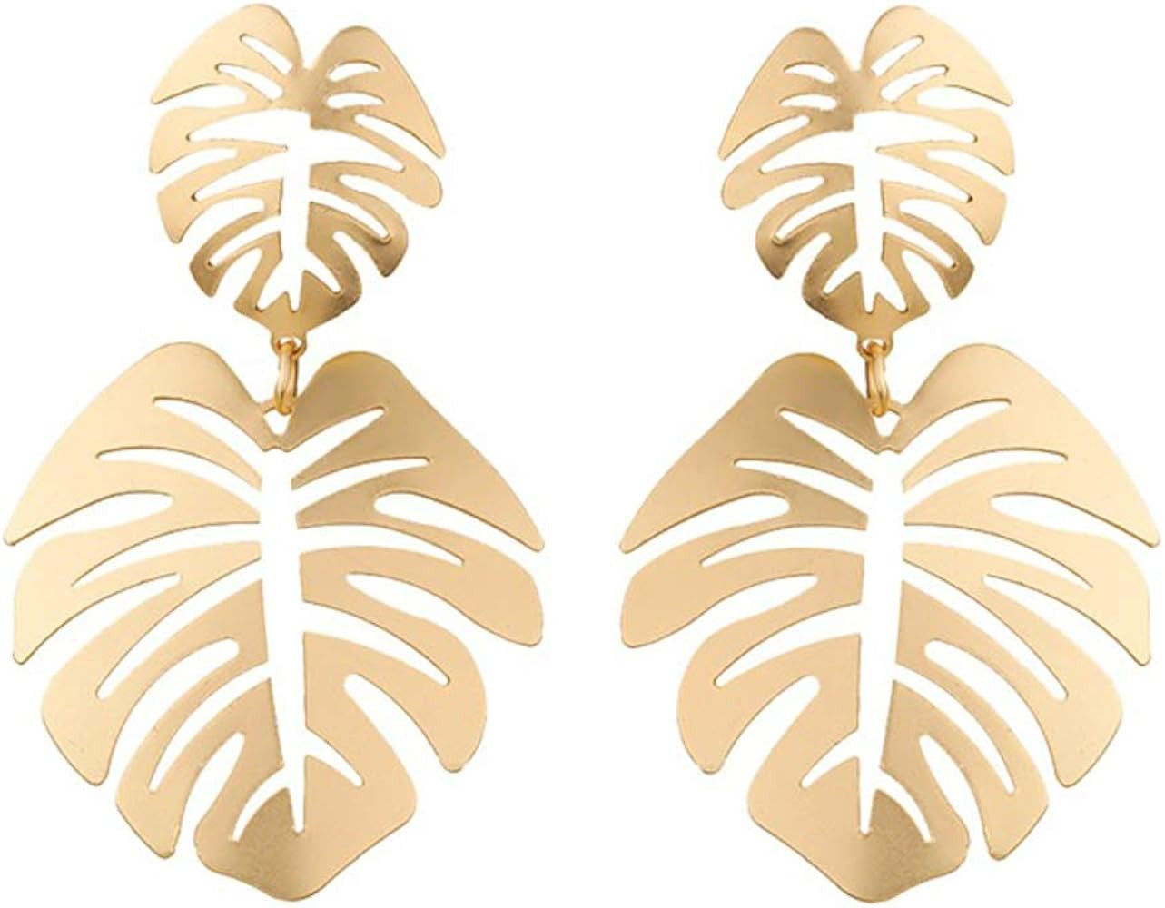Gold Green Palm Leaf Dangle Earrings Tropical Monstera Leaves Eardrop for Women Bohemia Jewelry | Amazon (US)