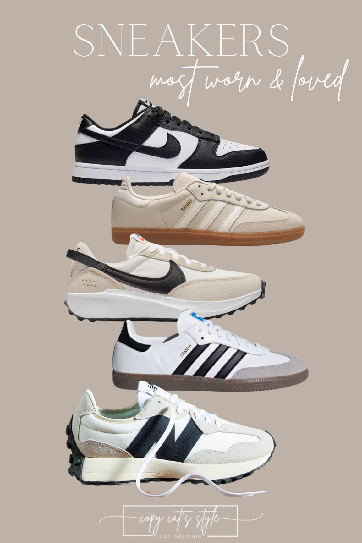 My most worn and loved sneakers!
New Balance 327 and Nike Waffle are perfect for walking and running errands. Love my Sambas for dresses and jeans. The dunks are great for lifting weights and making baggy jeans look super cute!

#LTKstyletip #LTKshoecrush #LTKfitness