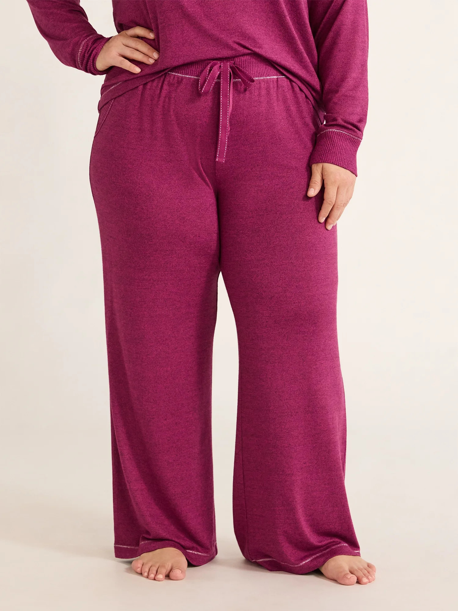Joyspun Women's Hacci Knit Sleep Pants, 30.5” Inseam, Sizes XS-3X | Walmart (US)