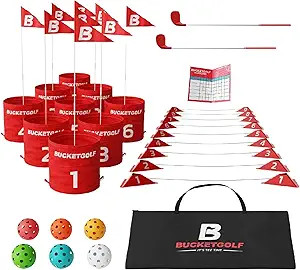 bucketgolf Game 9 Hole Bundle with Clubs - Outdoor Golf Game for All Ages Adults, Kids, Family. P... | Amazon (US)