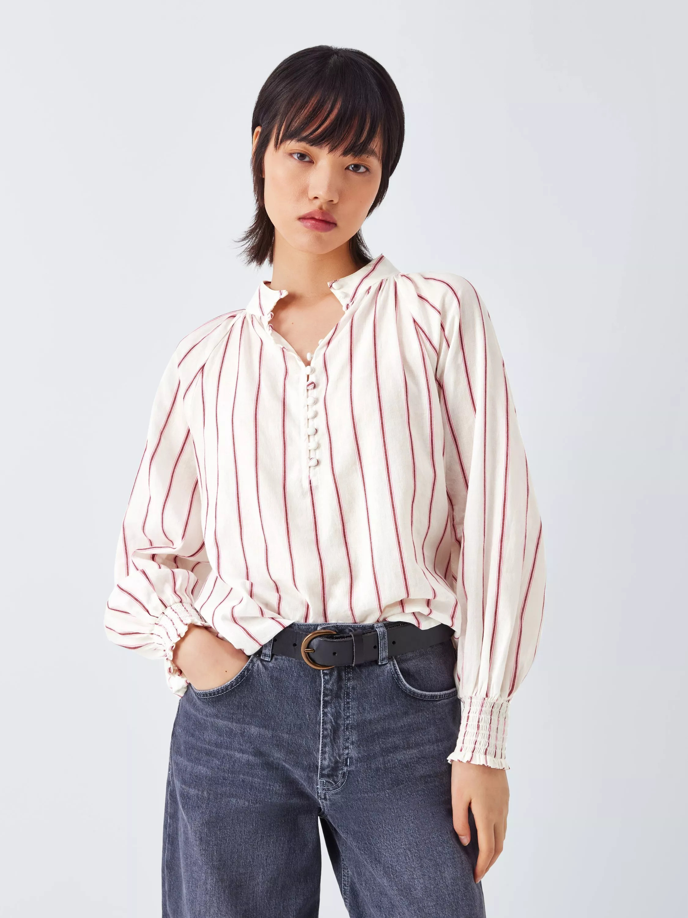 AND/OR Harriet Stripe Top, Pink/Multi | John Lewis (UK)