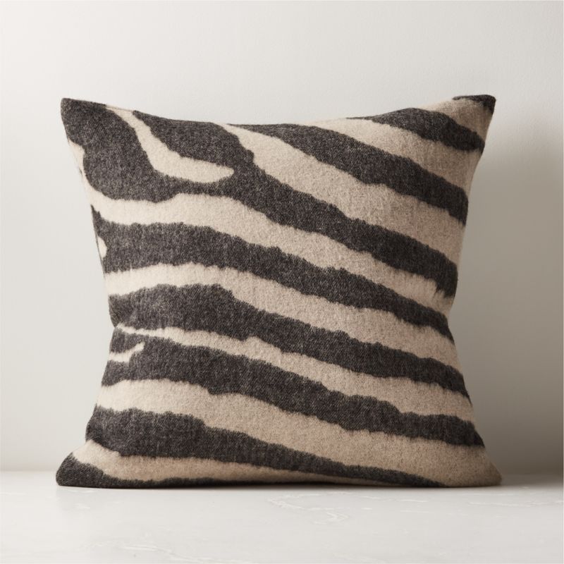 Jasira Tiger Print Wool Modern Throw Pillow with Feather-Down Insert 20" + Reviews | CB2 | CB2