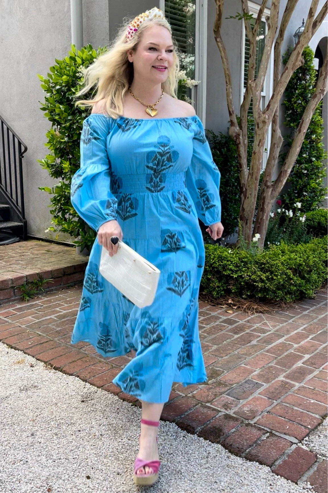 Spring dress for dinner. Cotton dress. Block print dress.  #ltkover50

#LTKover40