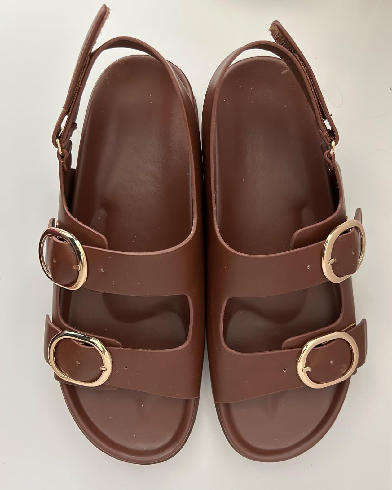 Lovee Cosee Flat Sandals for Women with Cushioned Footbed Open Toe Double Buckle Adjustable Hook-... | Amazon (US)