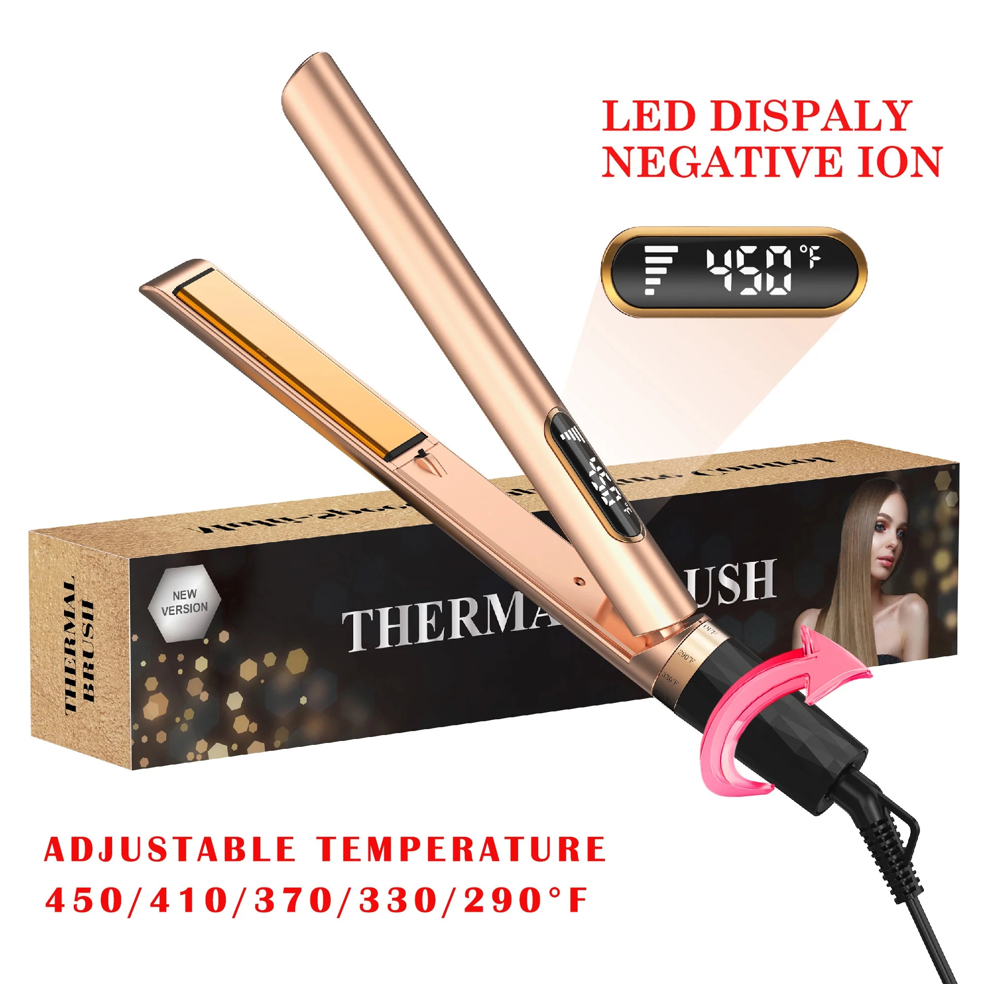 SKIMI Flat Iron Hair Straightener, Hair Straighteners for Women, Ionic Curling Iron, Gold | Walmart (US)