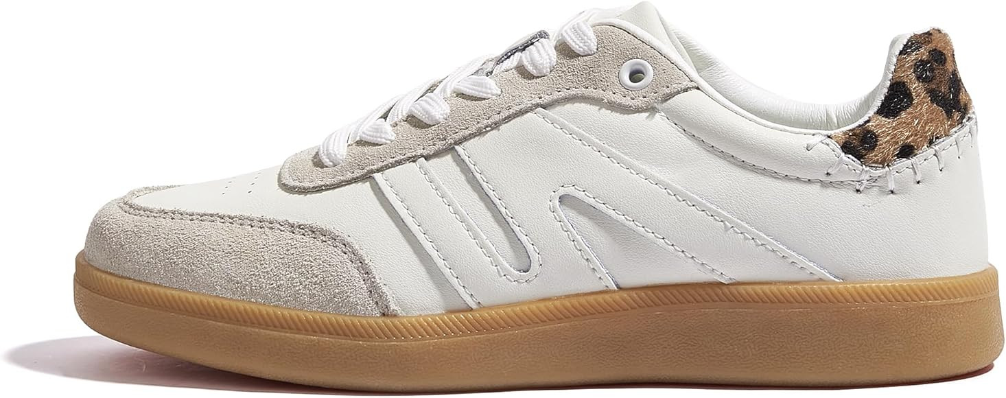 LUCKY STEP Women Classic Retro Gum Sole Fashion Sneakers Casual Tennis Skate Shoe Genuine Leather... | Amazon (US)