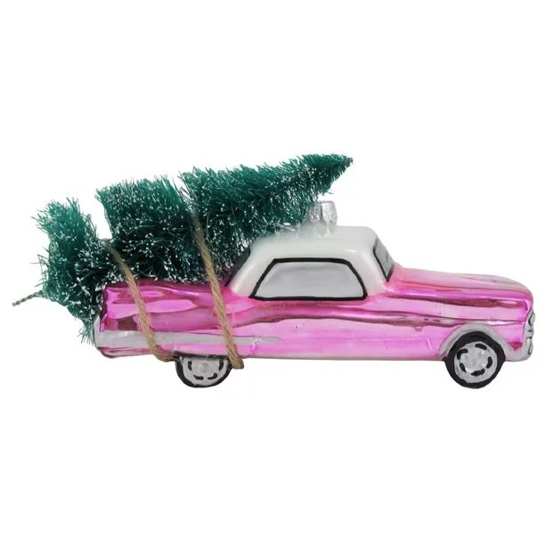 Christmas By Krebs Pink Vintage Car with Tree Holiday Glass 6.25 Inch Ornament - Walmart.com | Walmart (US)
