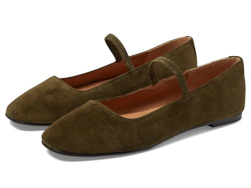 Madewell Women's The Greta Ballet Flat in Suede, Shaded Olive, 9.5 | Amazon (US)