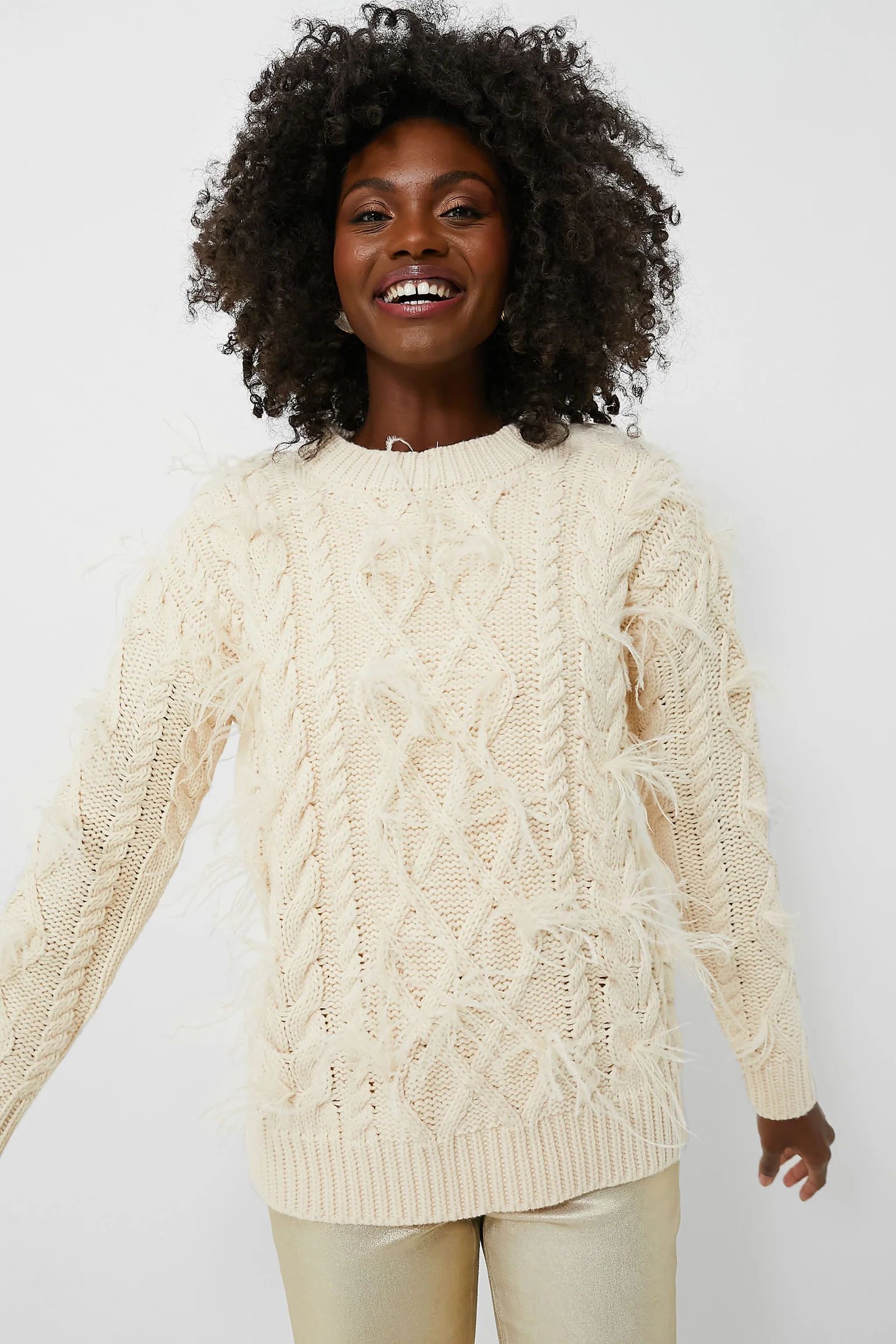 Cream Talulah Feather Sweater | Tuckernuck (US)