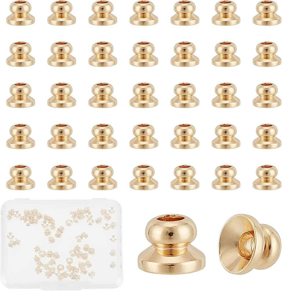 NICENEEDED 70 Pcs 14K Gold Plated Bead Caps, Brass Bead End Caps, Tassel Cord Ends Metal Spacer B... | Amazon (US)