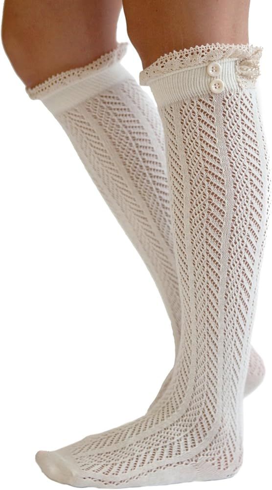 The Original Button Boot Socks with Lace Trim Boutique Socks | Amazon (US)