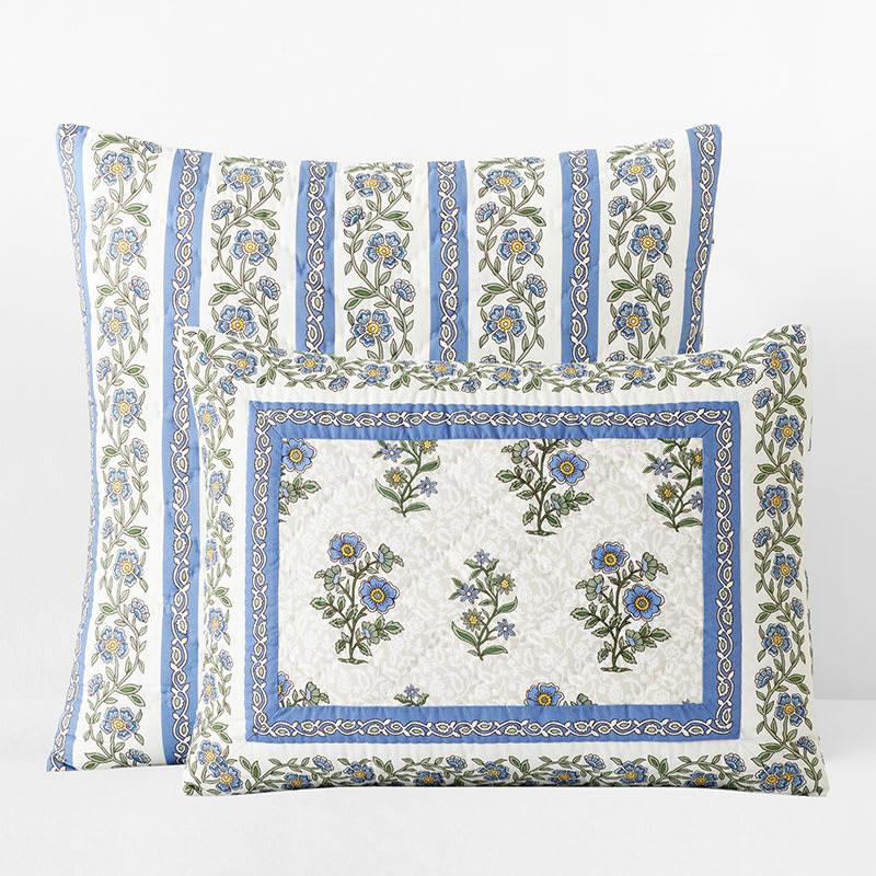 India Garden Reversible Quilted Sham - White Multi, Standard | The Company Store