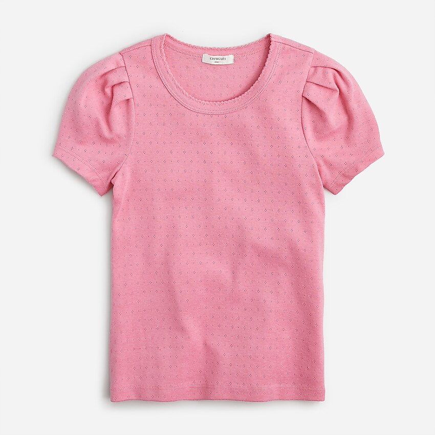 Girls' puff-sleeve pointelle T-shirt | J. Crew US