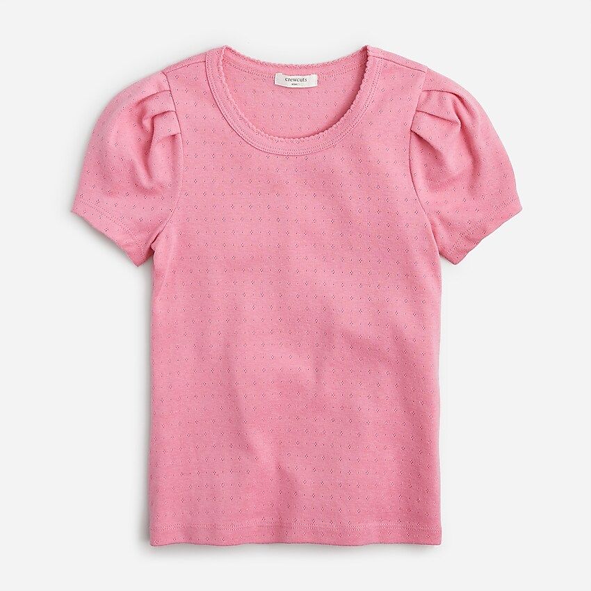 Girls' puff-sleeve pointelle T-shirt | J.Crew US