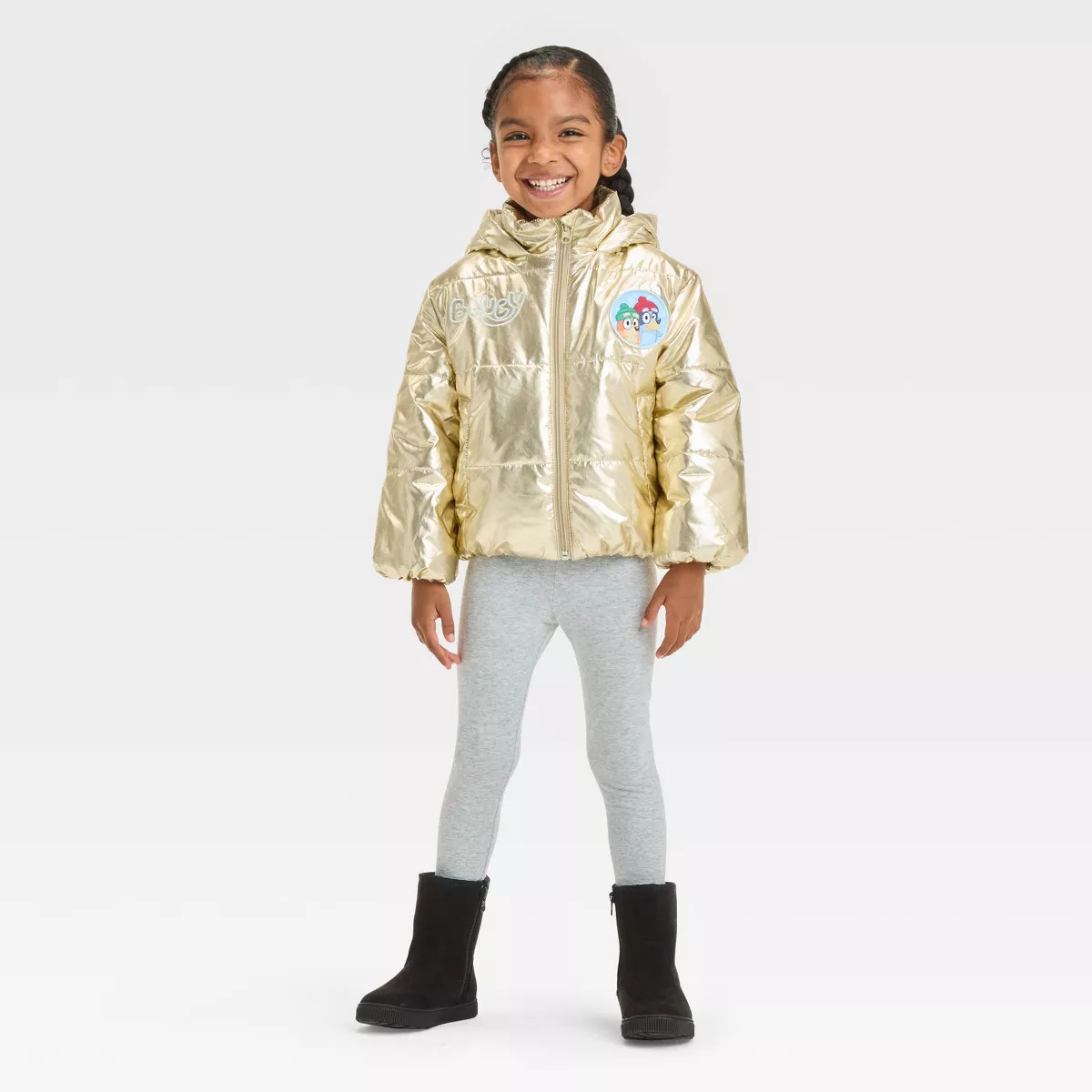 Toddler Girls' Bluey Puffer Coat - Gold | Target