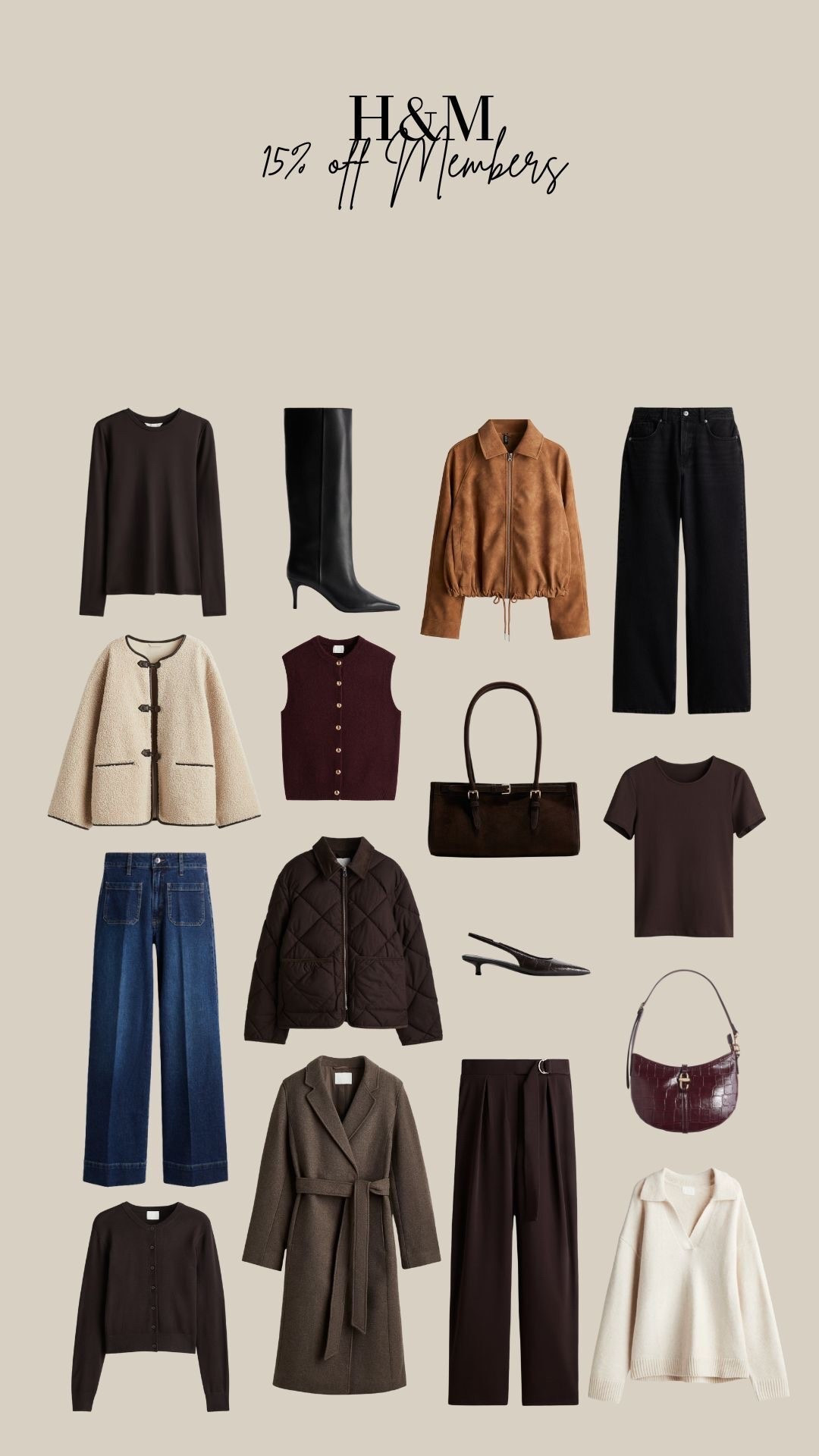 H&M 15% off for Members! 🍁🍂

Autumn Style, Autumn Fashion, New In Season, Wardrobe Staples, Transitional Style, Transitional Fashion, Autumn Jacket, Jeans, Chocolate Brown, Suede Jacket, Knee High Boots, Teddy Jacket

#LTKeurope #LTKautumn #LTKuk