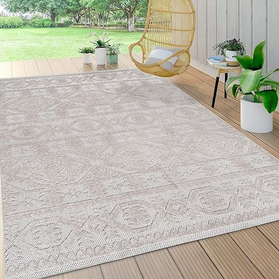JONATHAN Y SBH102A-8 Citta High-Low Pile Mediterranean Tile Indoor Outdoor -Area Rug Bohemian Con... | Amazon (US)