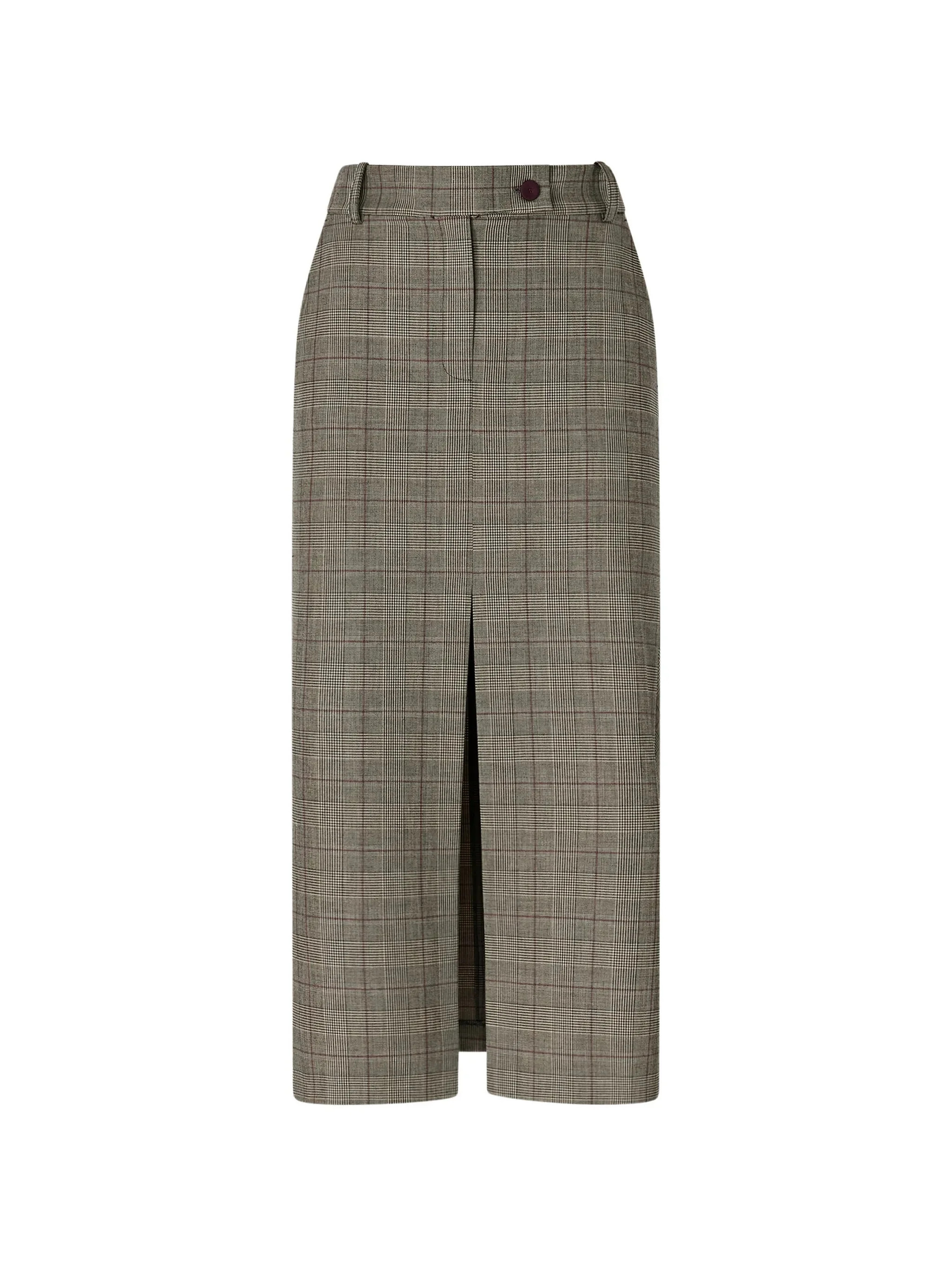 Front Slit Plaid Midi Skirt with Tailored Fit | Shop Simon